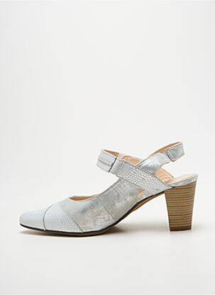 Pantofi cu toc țesătură satinată toc de 7 la 9 cm argintiu ARTIKA SOFT femeie