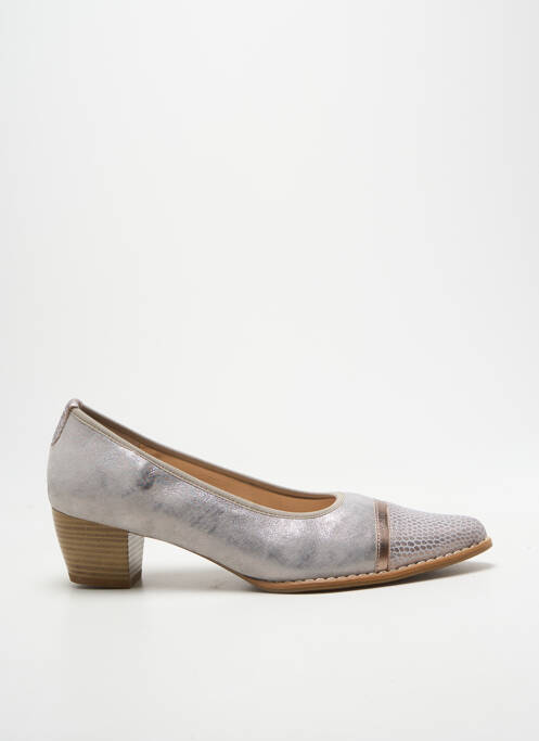 Pantofi cu toc cubanez toc de 4 la 6 cm argintiu GEO-REINO femme