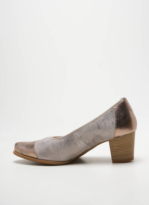 Pantofi cu toc țesătură satinată toc de 4 la 6 cm argintiu GEO-REINO femme