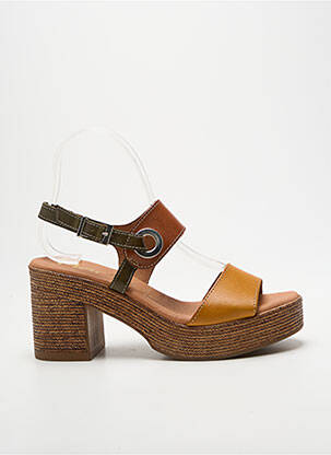 Sandale/pantofi decupați semi compensat toc de 7 la 9 cm galben MARILA femme