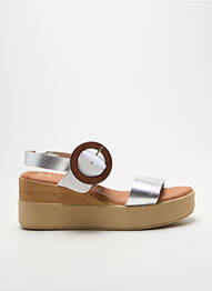 Sandale/pantofi decupați țesătură satinată toc de 7 la 9 cm argintiu MARILA femme