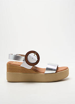 Sandale/pantofi decupați țesătură satinată toc de 7 la 9 cm argintiu MARILA femme