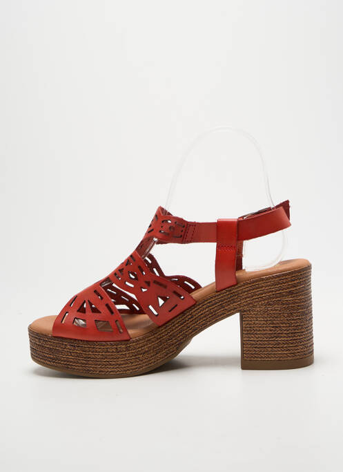 Sandale/pantofi decupați semi compensat toc de 7 la 9 cm roșu MARILA femme