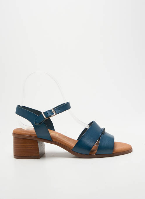 Sandale/pantofi decupați țesătură satinată toc de 4 la 6 cm albastru MARILA femme