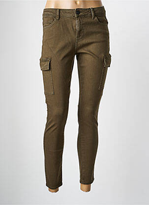 Pantalon 7/8 închidere cu fermoar sub clapetă cu nasturi verde NOISY MAY femme