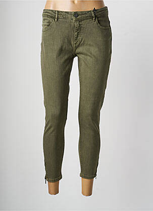 Pantalon 7/8 închidere cu fermoar sub clapetă cu nasturi verde NOISY MAY femeie