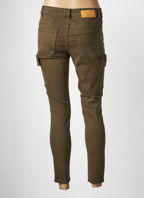 Pantalon 7/8 închidere cu fermoar sub clapetă cu nasturi verde NOISY MAY femme