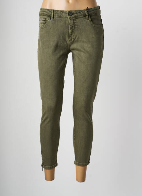 Pantalon 7/8 închidere cu fermoar sub clapetă cu nasturi verde NOISY MAY femme