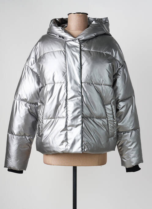 Geacă matlasată mâneci lungi cu glugă argintiu NOISY MAY femme