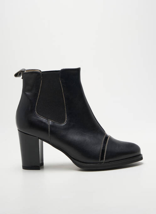 Botine/ghete țesătură satinată toc de 7 la 9 cm negru GADEA femme