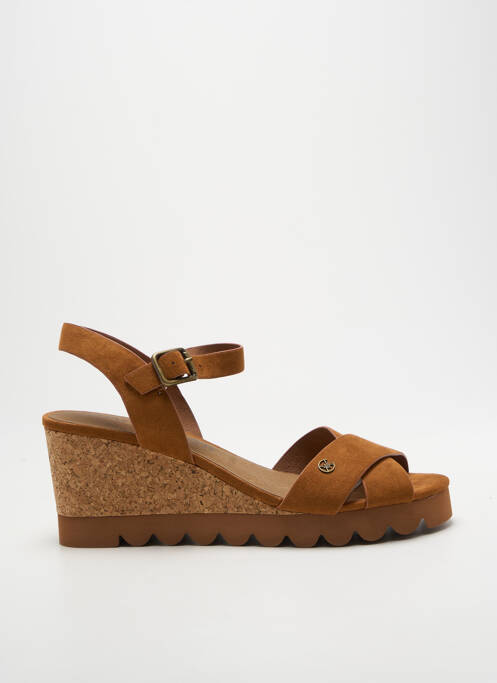 Sandale/pantofi decupați toc platformă toc de 7 la 9 cm maro CHATTAWAK femme