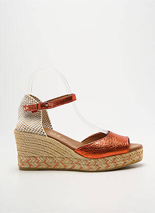 Espadrile țesătură satinată toc de 7 la 9 cm portocalie LA MAISON DE L'ESPADRILLE femeie