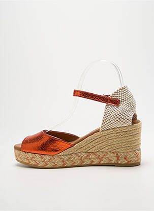 Espadrile țesătură satinată toc de 7 la 9 cm portocalie LA MAISON DE L'ESPADRILLE femeie