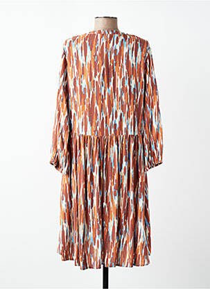 Rochie midi imprimeu fantezie mâneci lungi maro B.YOUNG femeie
