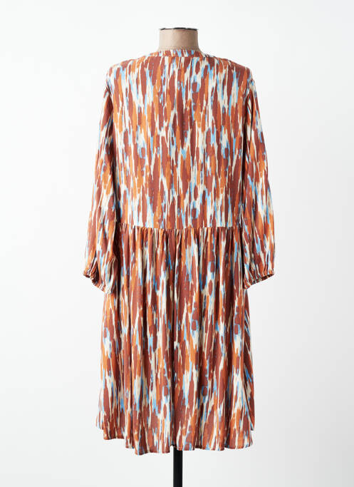 Rochie midi imprimeu fantezie mâneci lungi maro B.YOUNG femme