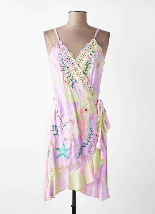 Rochie scurtă croială cambrată bretele subțiri violet LAST QUEEN femme
