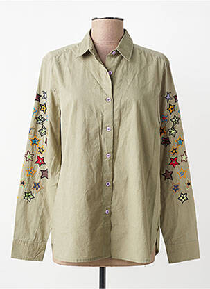 Cămașă croială dreaptă mâneci lungi verde STORIATIPIC femme