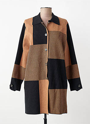 Vestă cu mâneci lungi croială cambrată maro MARBLE femme