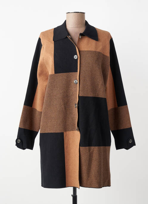 Vestă cu mâneci lungi croială cambrată maro MARBLE femme