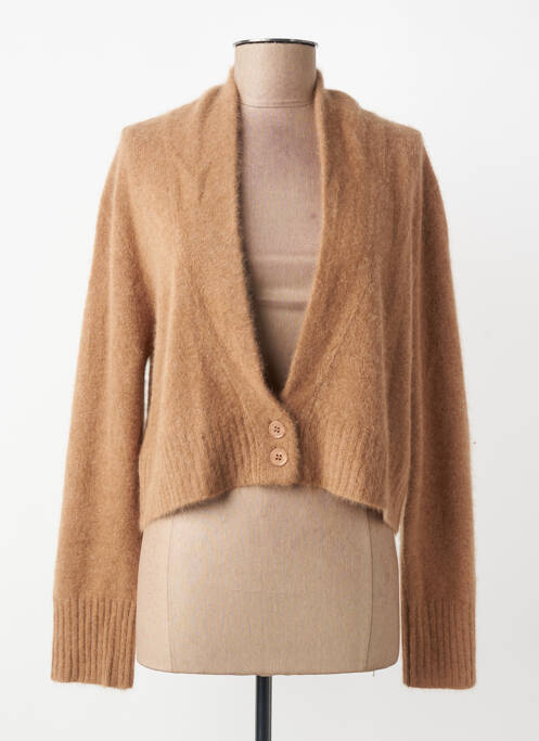 Vestă cu mâneci lungi tricot tricot pufos maro ESTHEME femme