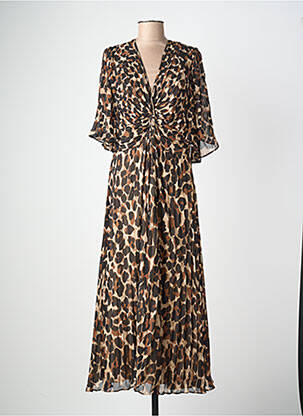 Rochie lungă țesătură crep mâneci 3/4 maro JOSEPH RIBKOFF femme