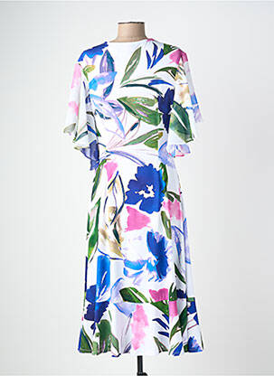 Rochie midi imprimeu floral mâneci scurte albastru JOSEPH RIBKOFF femeie