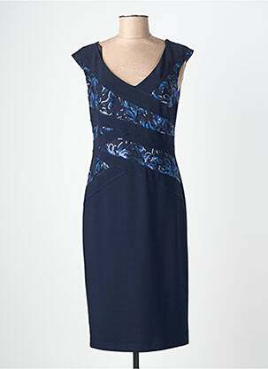 Rochie midi închidere cu fermoar la spate mâneci scurte albastru JOSEPH RIBKOFF femme