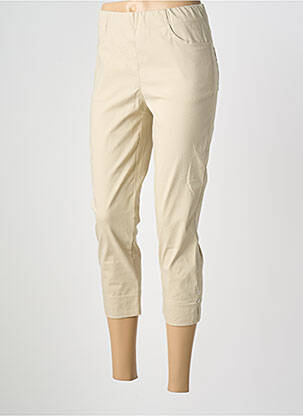 Pantalon trei sferturi talie elastică mărime normală bej ADELINA BY SCHEITER femme