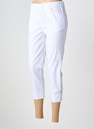Pantalon trei sferturi talie elastică mărime normală alb ADELINA BY SCHEITER femeie