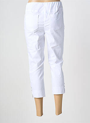 Pantalon trei sferturi talie elastică mărime normală alb ADELINA BY SCHEITER femeie