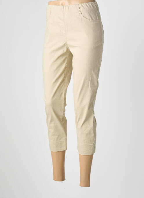 Pantalon trei sferturi talie elastică mărime normală bej ADELINA BY SCHEITER femme