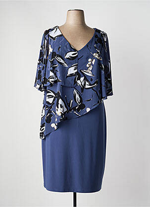 Rochie midi imprimeu fantezie mâneci scurte albastru JOSEPH RIBKOFF femme