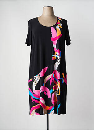 Rochie midi imprimeu fantezie mâneci scurte negru JOSEPH RIBKOFF femme
