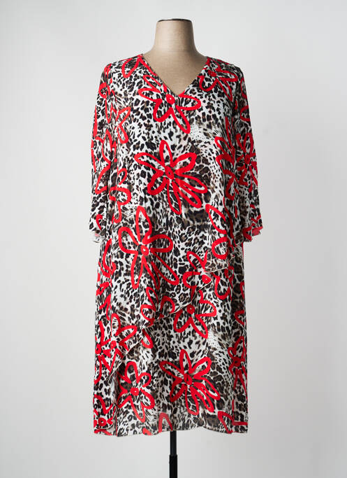 Rochie midi mâneci 3/4 mâneci 3/4 roșu SEMPRE PIU femme