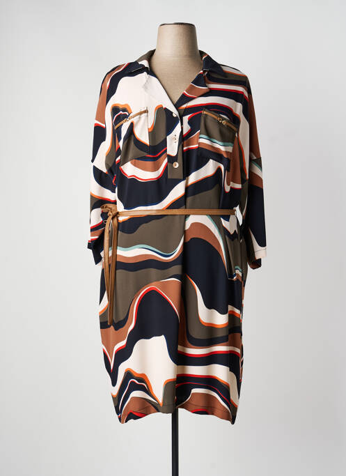 Rochie midi imprimeu fantezie mâneci lungi maro JOSEPH RIBKOFF femme