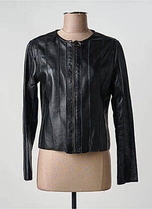 Geacă din piele croială cambrată negru L'UNIVERS DU LUXE femme