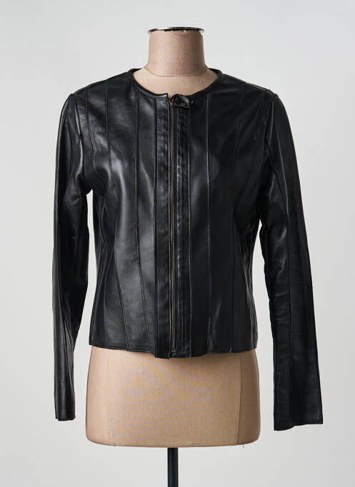 Geacă din piele croială cambrată negru L'UNIVERS DU LUXE femme