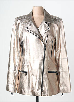 Geacă din piele finisaj interior căptușeală satinată argintiu L'UNIVERS DU LUXE femme