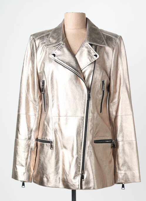 Geacă din piele finisaj interior căptușeală satinată argintiu L'UNIVERS DU LUXE femme
