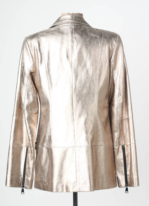 Geacă din piele finisaj interior căptușeală satinată argintiu L'UNIVERS DU LUXE femme