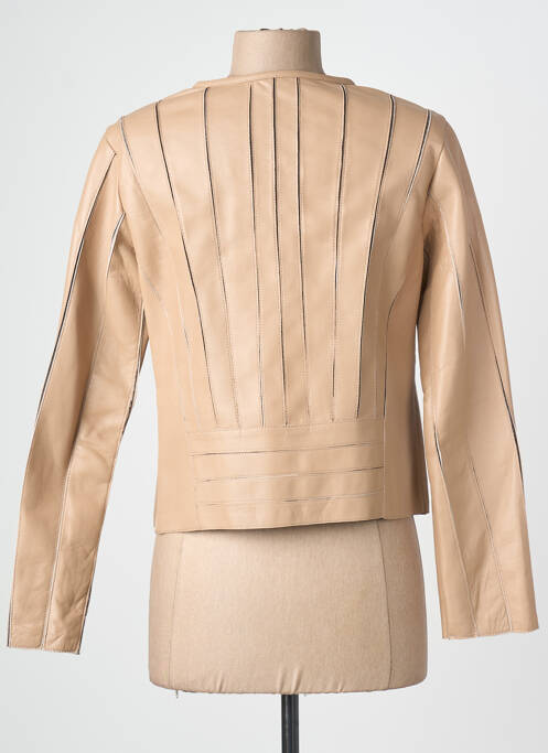 Geacă din piele croială cambrată bej L'UNIVERS DU LUXE femme