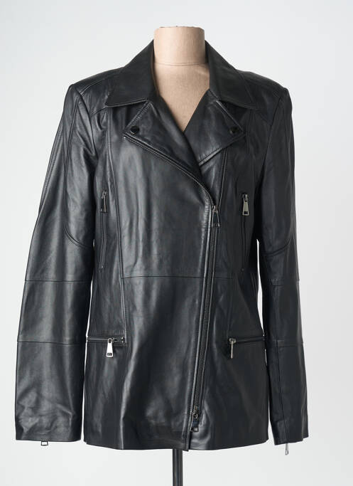 Geacă din piele finisaj interior căptușeală satinată negru L'UNIVERS DU LUXE femme