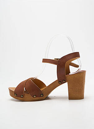 Sandale/pantofi decupați toc pătrat toc de 7 la 9 cm maro VIRGINIE DARLING femeie