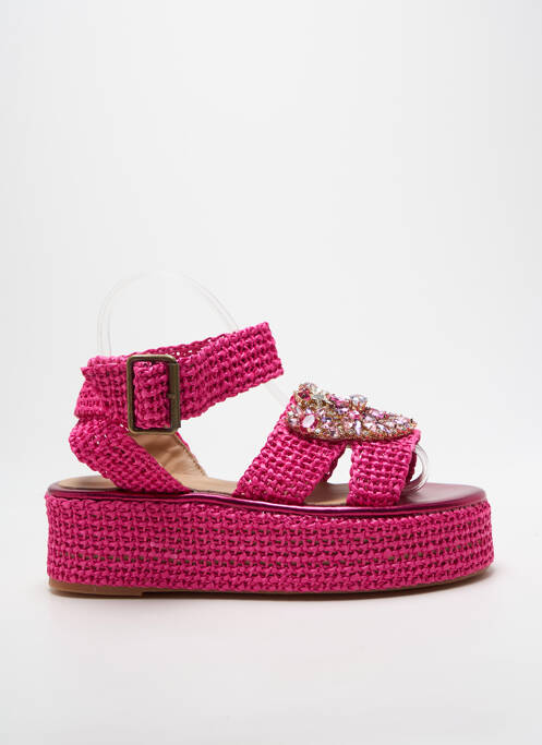 Sandale/pantofi decupați țesătură satinată toc de 4 la 6 cm roz FIORINA femme