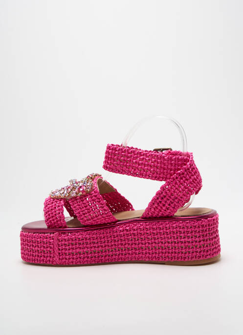 Sandale/pantofi decupați țesătură satinată toc de 4 la 6 cm roz FIORINA femme