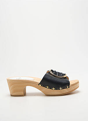Mulete/saboți țesătură satinată toc de 4 la 6 cm negru YOUYOU femeie