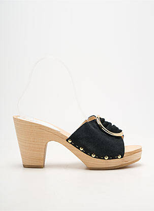 Mulete/saboți țesătură satinată toc de 4 la 6 cm negru YOUYOU femeie