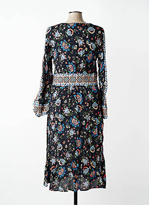 Rochie midi imprimeu floral mâneci lungi negru SET femeie