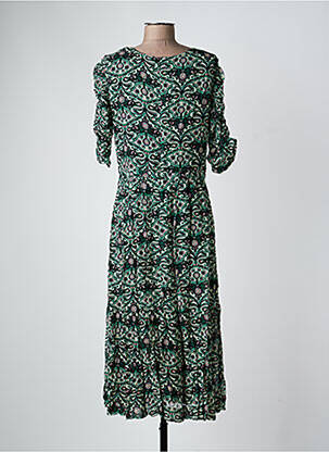 Rochie lungă imprimeu fantezie mâneci scurte verde BA&SH femeie