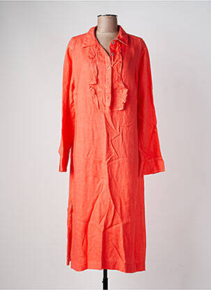 Rochie midi mâneci lungi mâneci lungi portocalie HARIS COTTON femeie